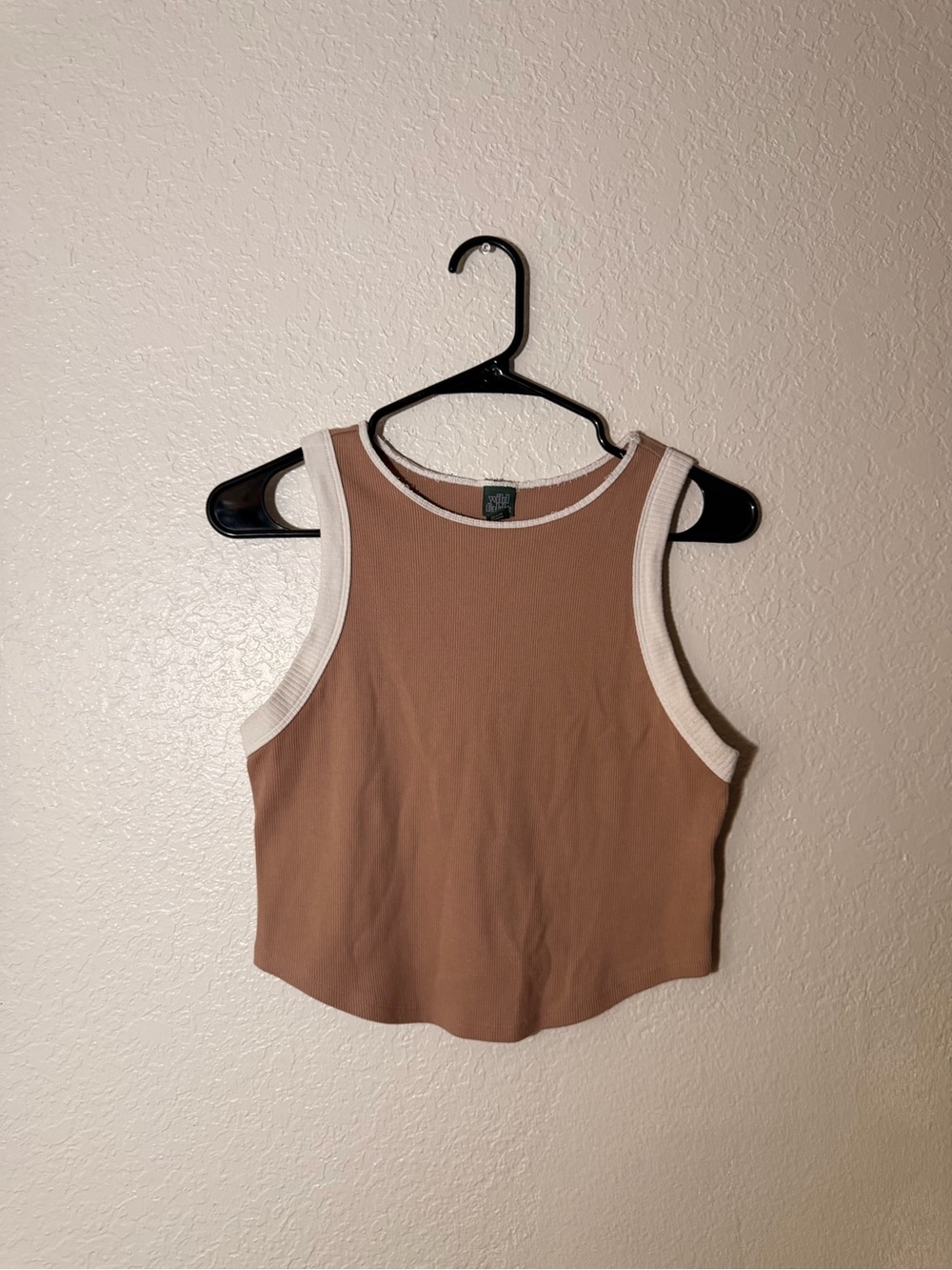 wild fable Brown Crop Tank with Cream Trim